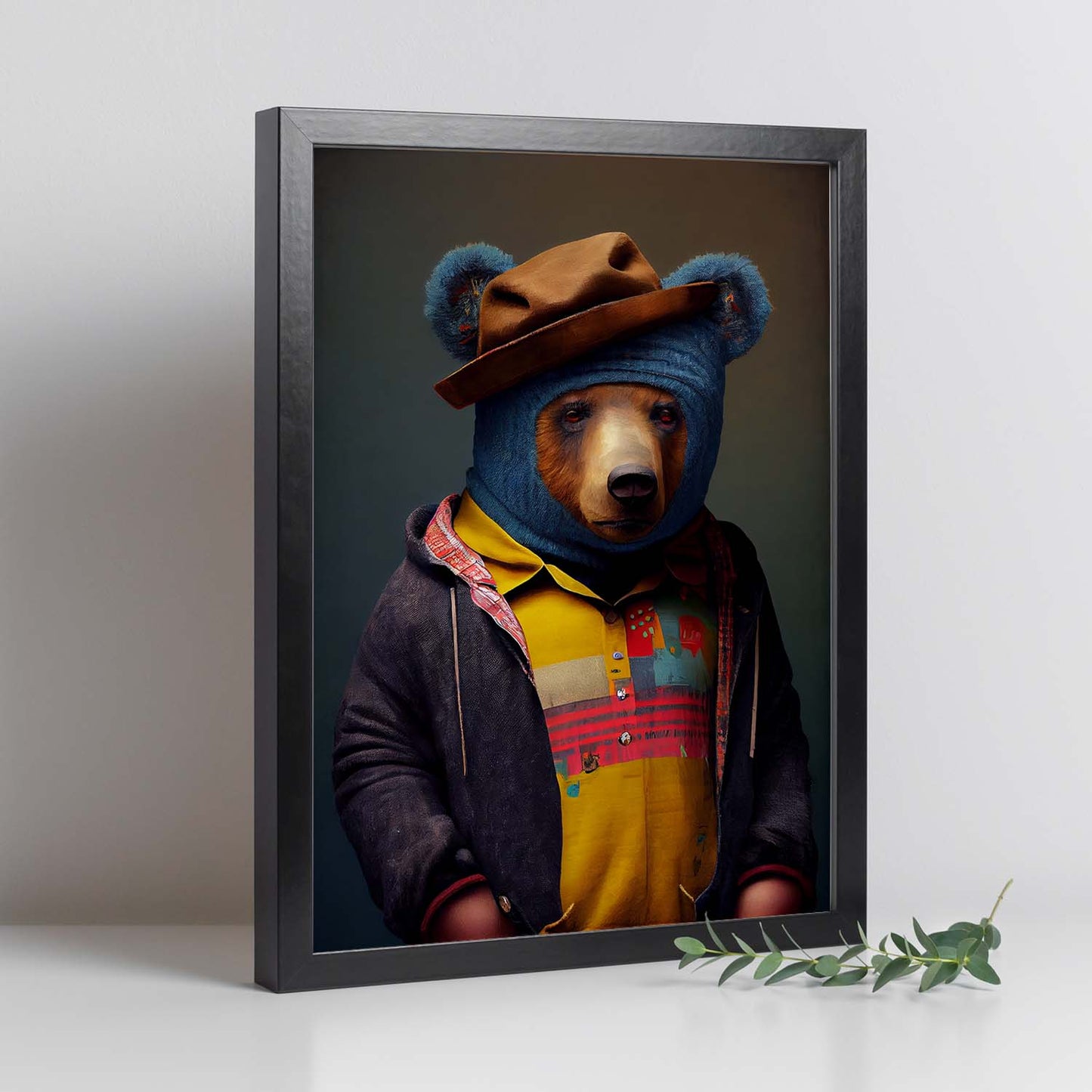 Nacnic Un oso vestido con ropa humana jean. Estampados de arte de pared estético para el diseño de dormitorio o sala de estar.-Artwork-Nacnic-Nacnic Estudio SL