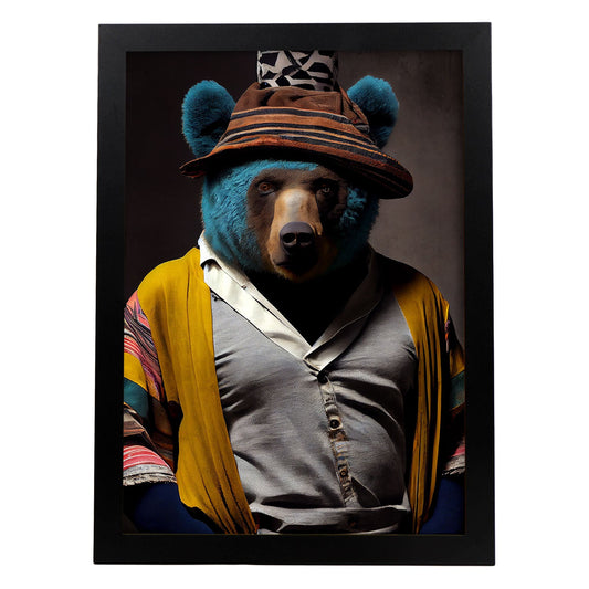 Nacnic Un oso vestido con ropa humana jean. Estampados de arte de pared estético para el diseño de dormitorio o sala de estar.-Artwork-Nacnic-A4-Sin marco-Nacnic Estudio SL