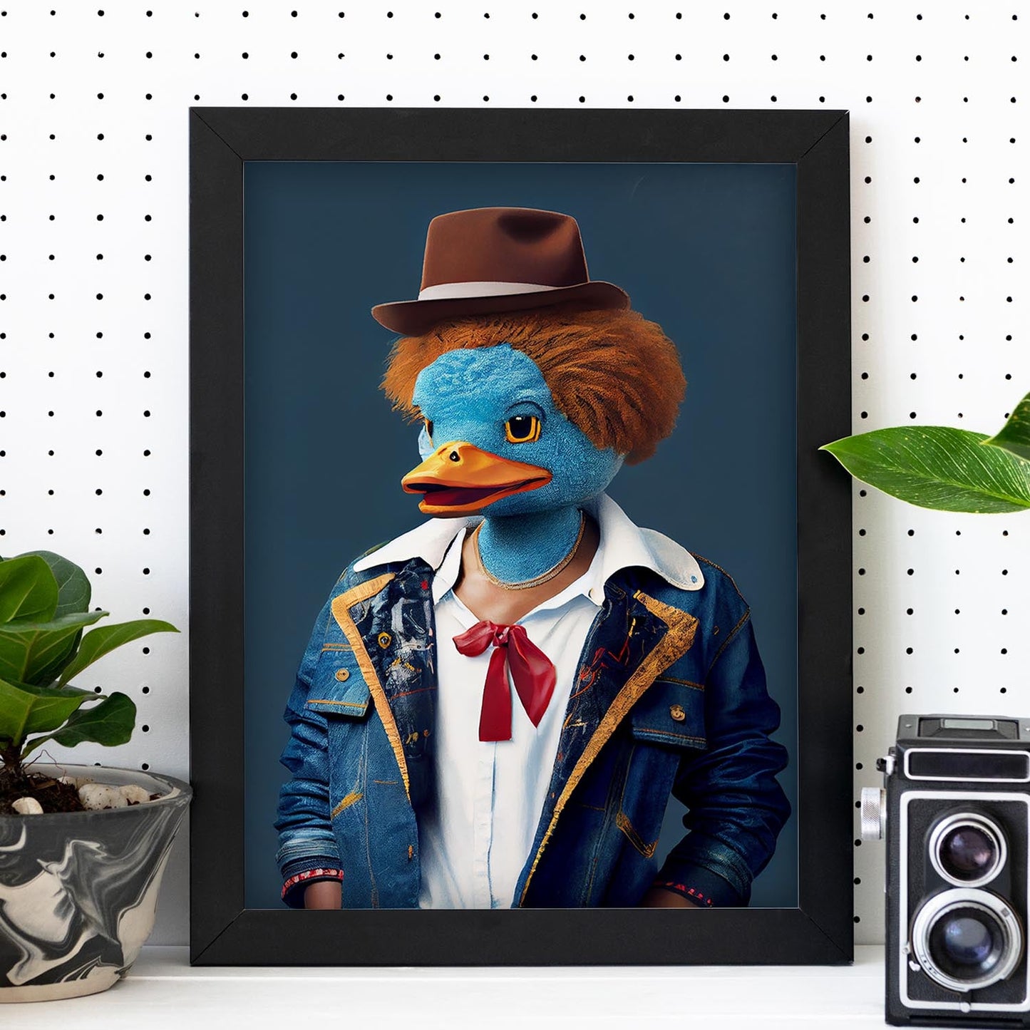 Nacnic, un pato vestido con ropa humana, pequeña sonrisa. Estampados de arte de pared estético para el diseño de dormitorio o sala de estar.-Artwork-Nacnic-Nacnic Estudio SL