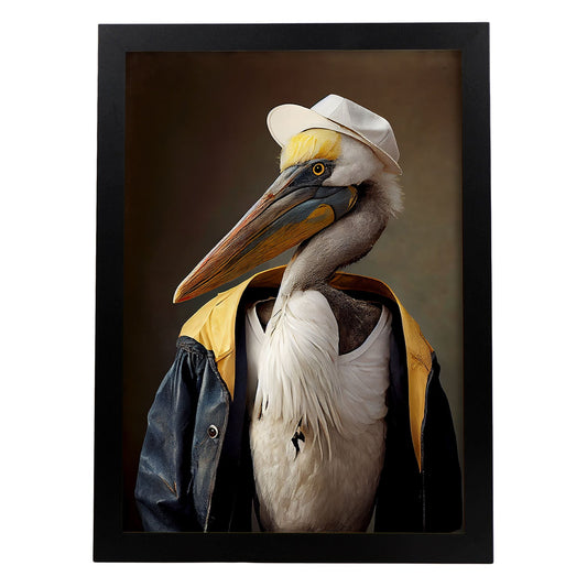 Nacnic un pelícano vestido con ropa humana. Estampados de arte de pared estético para el diseño de dormitorio o sala de estar.-Artwork-Nacnic-A4-Sin marco-Nacnic Estudio SL