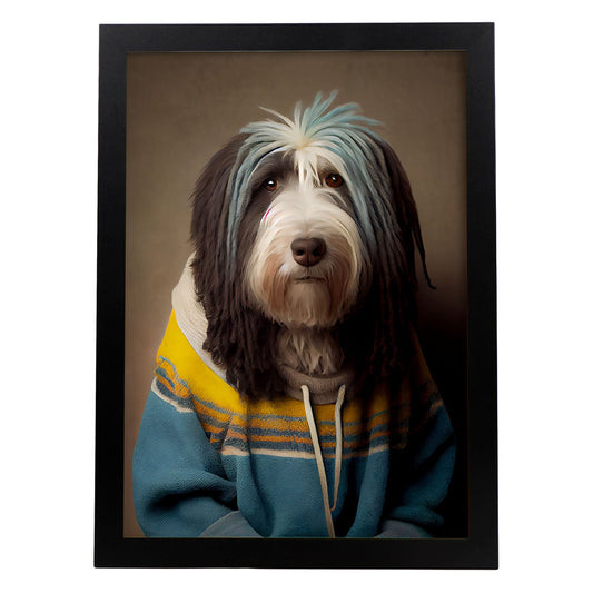 Nacnic, un perro con barbudo, Collie, vestido con humanos. Estampados de arte de pared estético para el diseño de dormitorio o sala de estar.-Artwork-Nacnic-A4-Sin marco-Nacnic Estudio SL