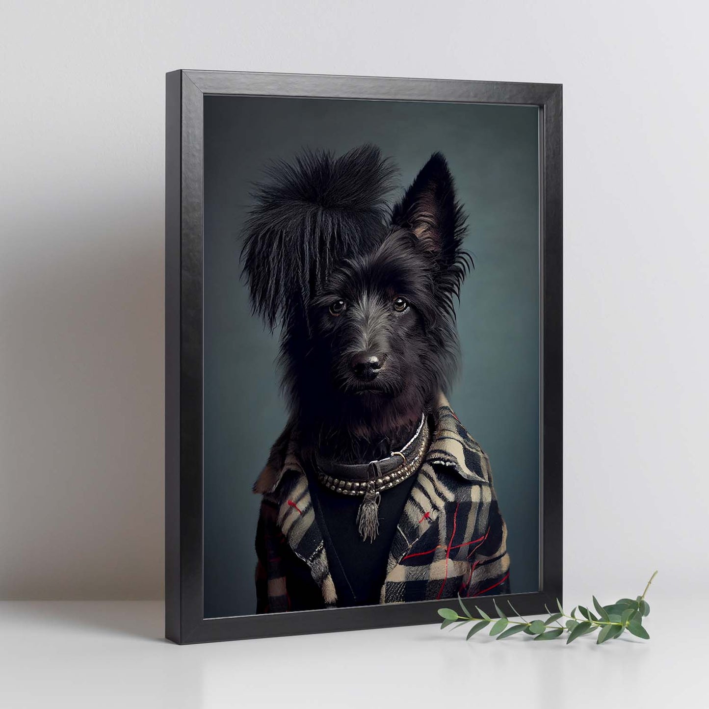 Nacnic, un perro de oveja belga tipo perro vestido con cl. Estampados de arte de pared estético para el diseño de dormitorio o sala de estar.-Artwork-Nacnic-Nacnic Estudio SL