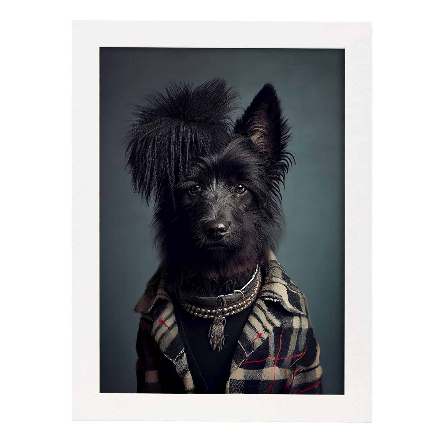 Nacnic, un perro de oveja belga tipo perro vestido con cl. Estampados de arte de pared estético para el diseño de dormitorio o sala de estar.-Artwork-Nacnic-A4-Marco Blanco-Nacnic Estudio SL