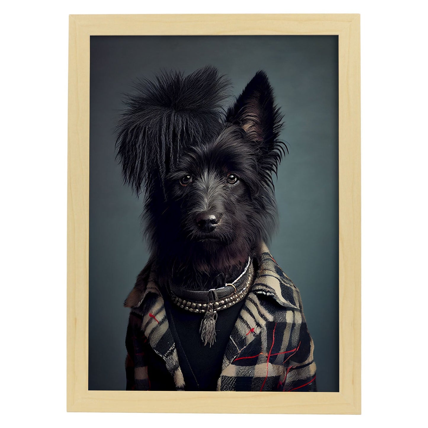 Nacnic, un perro de oveja belga tipo perro vestido con cl. Estampados de arte de pared estético para el diseño de dormitorio o sala de estar.-Artwork-Nacnic-A4-Marco Madera clara-Nacnic Estudio SL