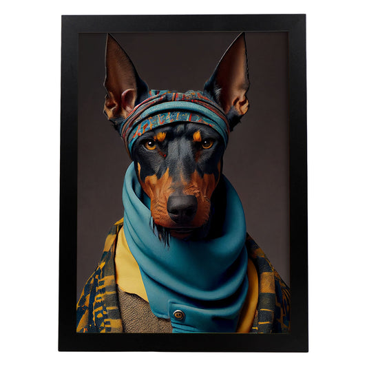 Nacnic, un perro de perro Doberman Pinscher disfrazado de humanos. Estampados de arte de pared estético para el diseño de dormitorio o sala de estar.-Artwork-Nacnic-A4-Sin marco-Nacnic Estudio SL