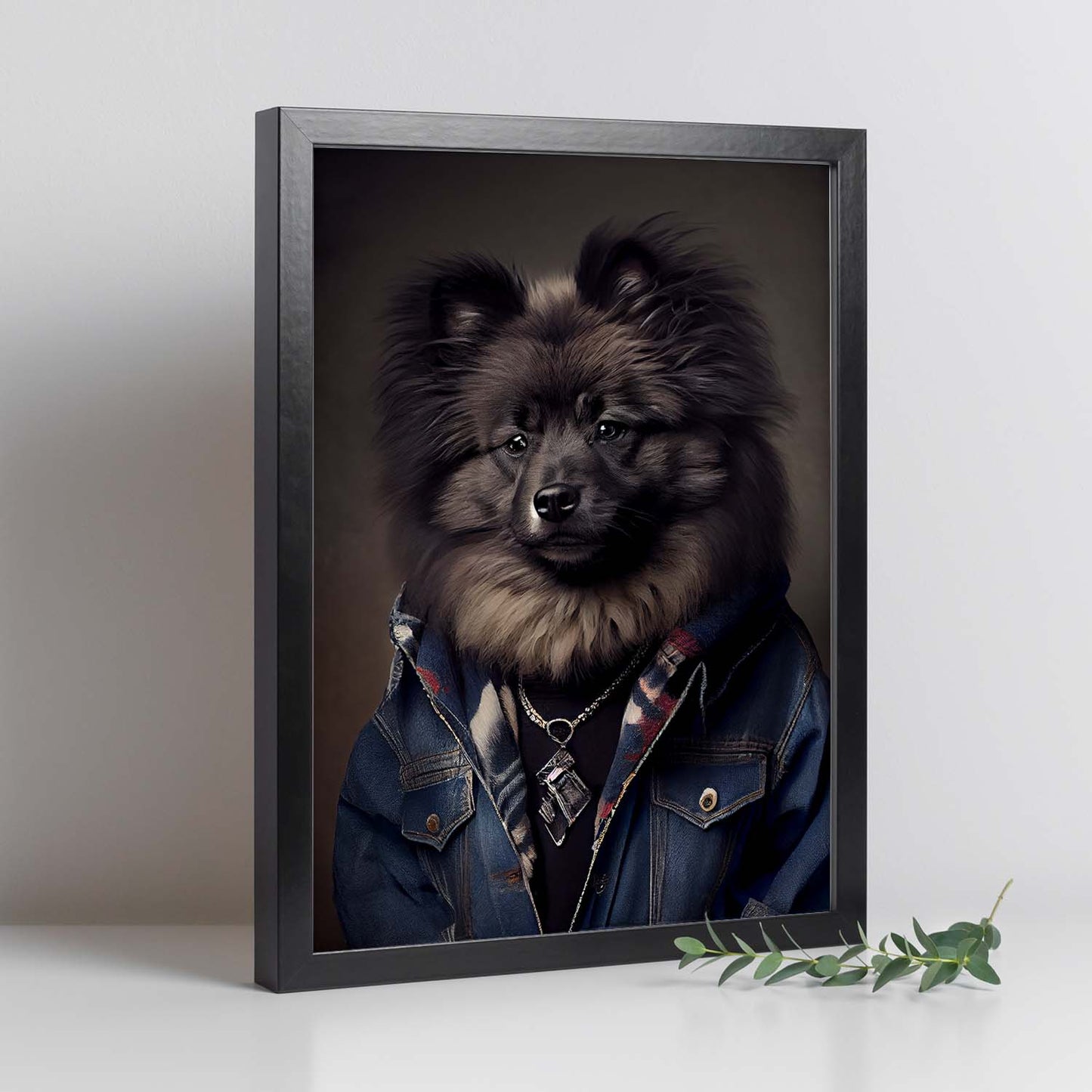 Nacnic, un perro Keeshond de tipo perro vestido con ropa humana. Estampados de arte de pared estético para el diseño de dormitorio o sala de estar.-Artwork-Nacnic-Nacnic Estudio SL