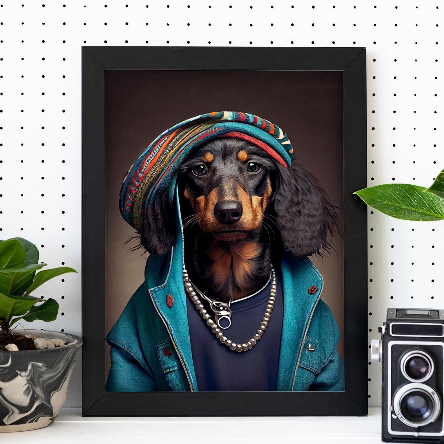 Nacnic un perro salchicha tipo perro vestido con ropa humana t. Estampados de arte de pared estético para el diseño de dormitorio o sala de estar.-Artwork-Nacnic-Nacnic Estudio SL