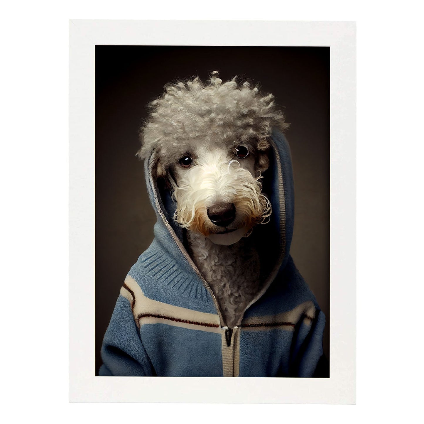 Nacnic Un perro Terrier de tipo perro vestido de humano. Estampados de arte de pared estético para el diseño de dormitorio o sala de estar.-Artwork-Nacnic-A3-Marco Blanco-Nacnic Estudio SL