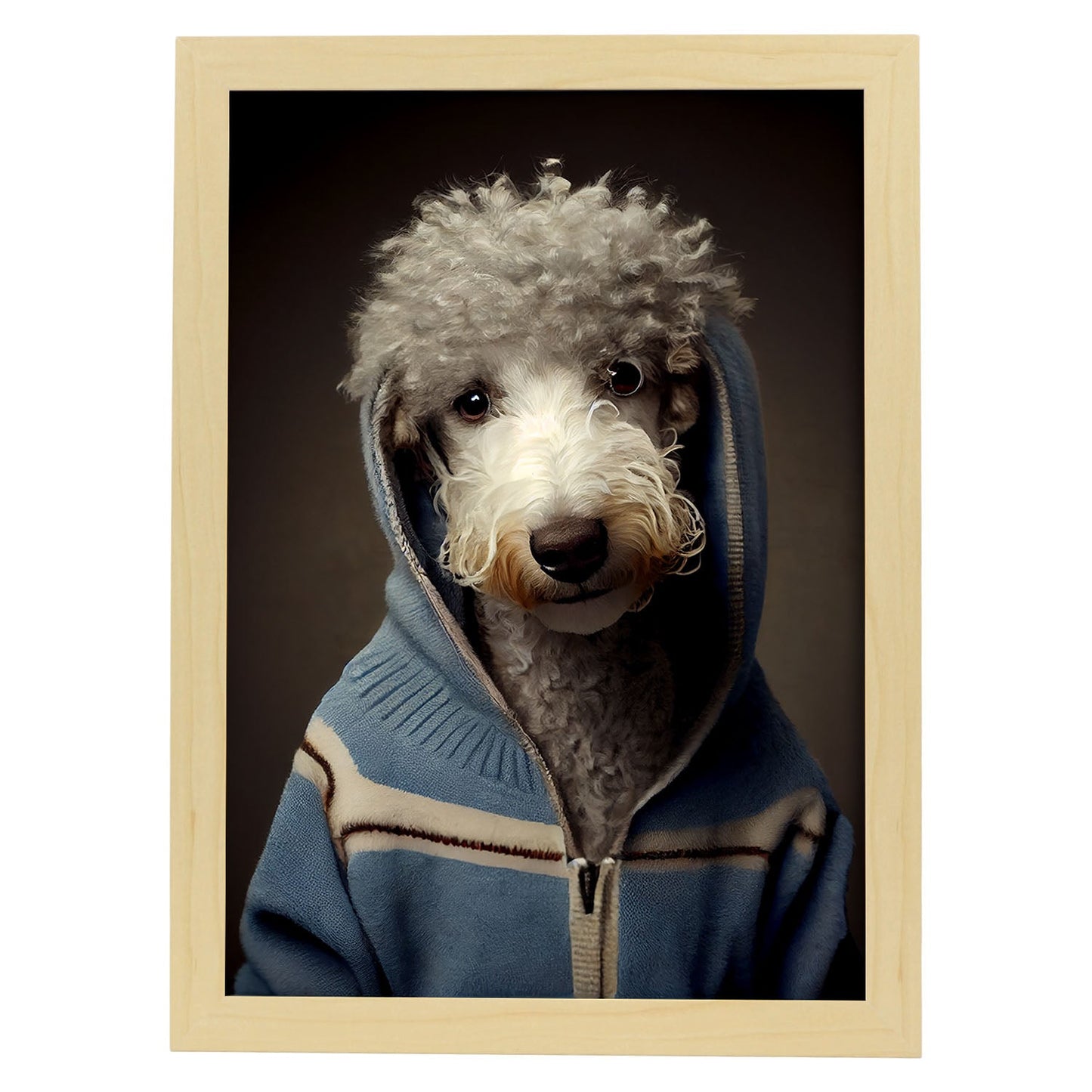 Nacnic Un perro Terrier de tipo perro vestido de humano. Estampados de arte de pared estético para el diseño de dormitorio o sala de estar.-Artwork-Nacnic-A3-Marco Madera clara-Nacnic Estudio SL
