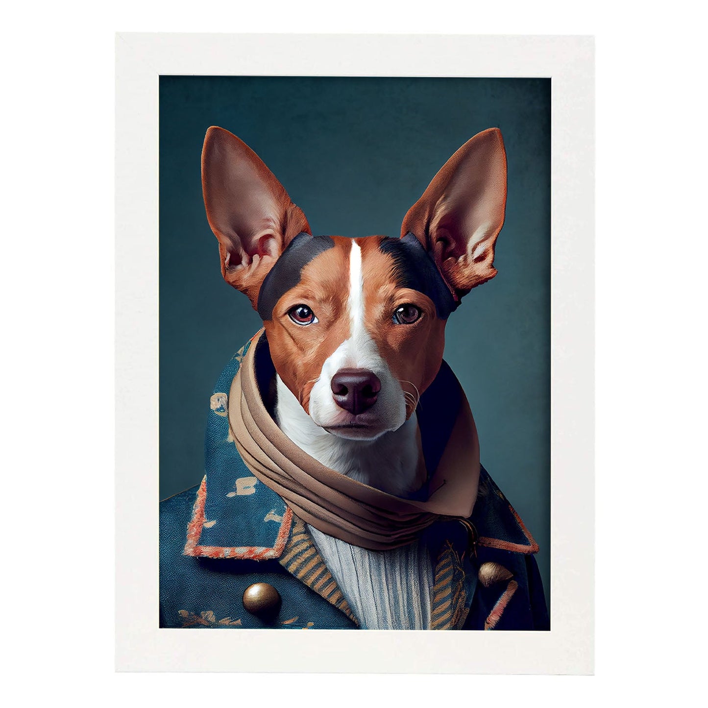 Nacnic Un perro Terrier de tipo perro vestido de humano. Estampados de arte de pared estético para el diseño de dormitorio o sala de estar.-Artwork-Nacnic-A4-Marco Blanco-Nacnic Estudio SL