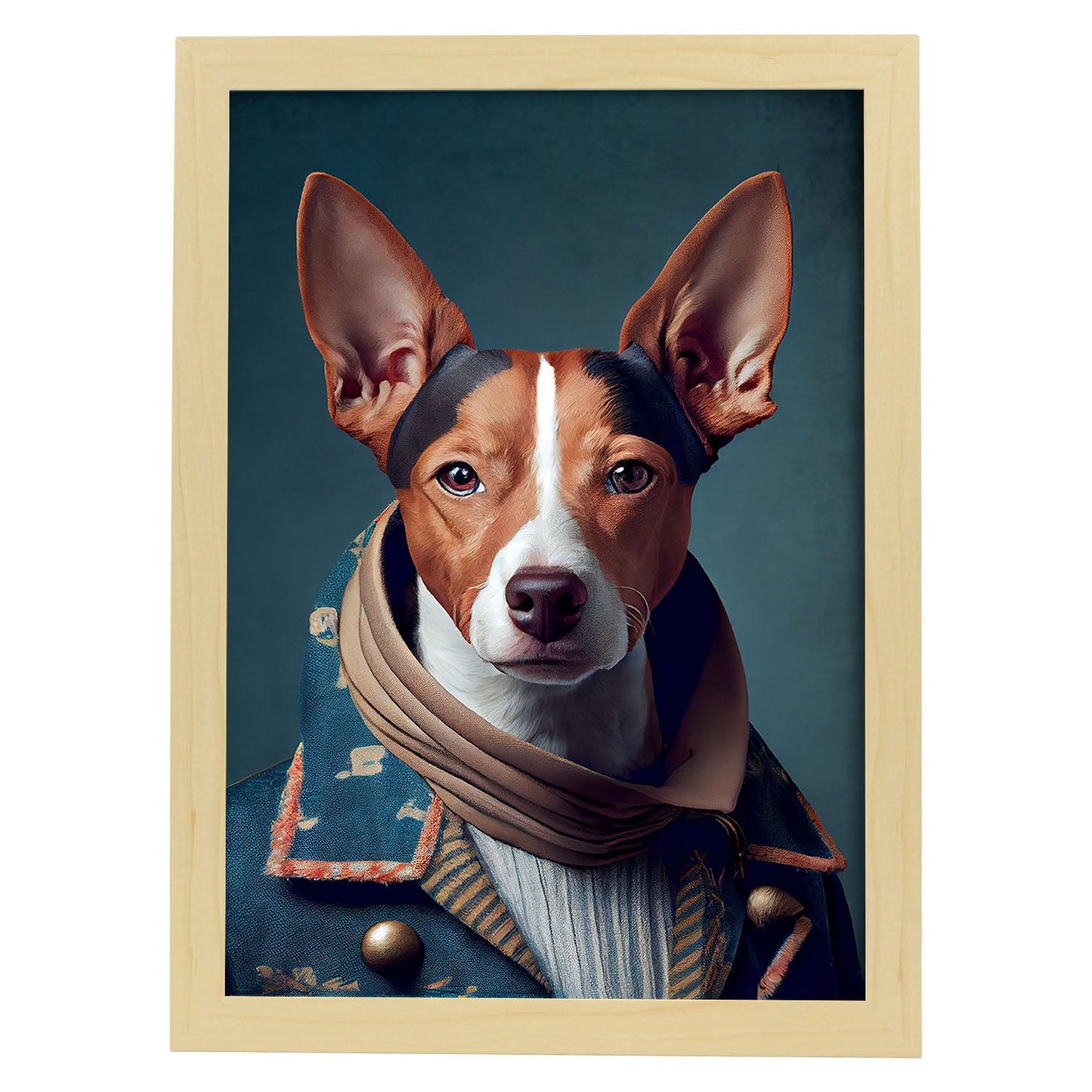 Nacnic Un perro Terrier de tipo perro vestido de humano. Estampados de arte de pared estético para el diseño de dormitorio o sala de estar.-Artwork-Nacnic-A4-Marco Madera clara-Nacnic Estudio SL