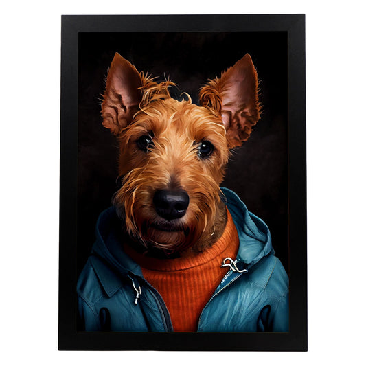 Nacnic Un perro Terrier irlandés vestido con tela humana. Estampados de arte de pared estético para el diseño de dormitorio o sala de estar.-Artwork-Nacnic-A4-Sin marco-Nacnic Estudio SL