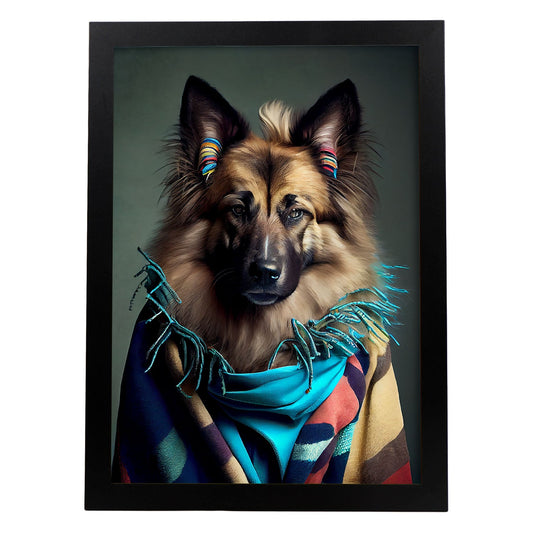 Nacnic Un perro Tervuren belga tipo perro vestido de humano. Estampados de arte de pared estético para el diseño de dormitorio o sala de estar.-Artwork-Nacnic-A4-Sin marco-Nacnic Estudio SL