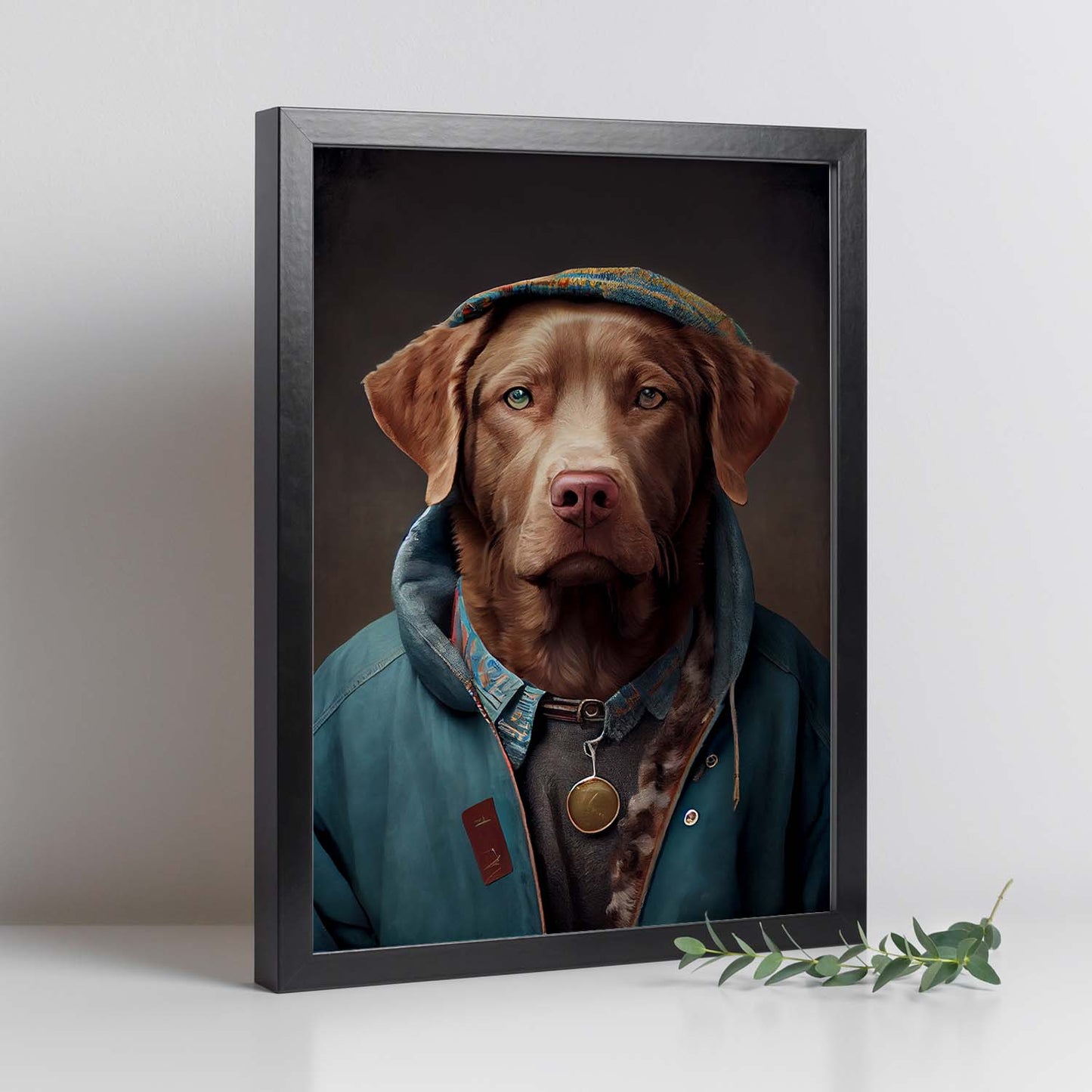 Nacnic, un perro tipo Chesapeake Bay Retriever, vestido con. Estampados de arte de pared estético para el diseño de dormitorio o sala de estar.-Artwork-Nacnic-Nacnic Estudio SL