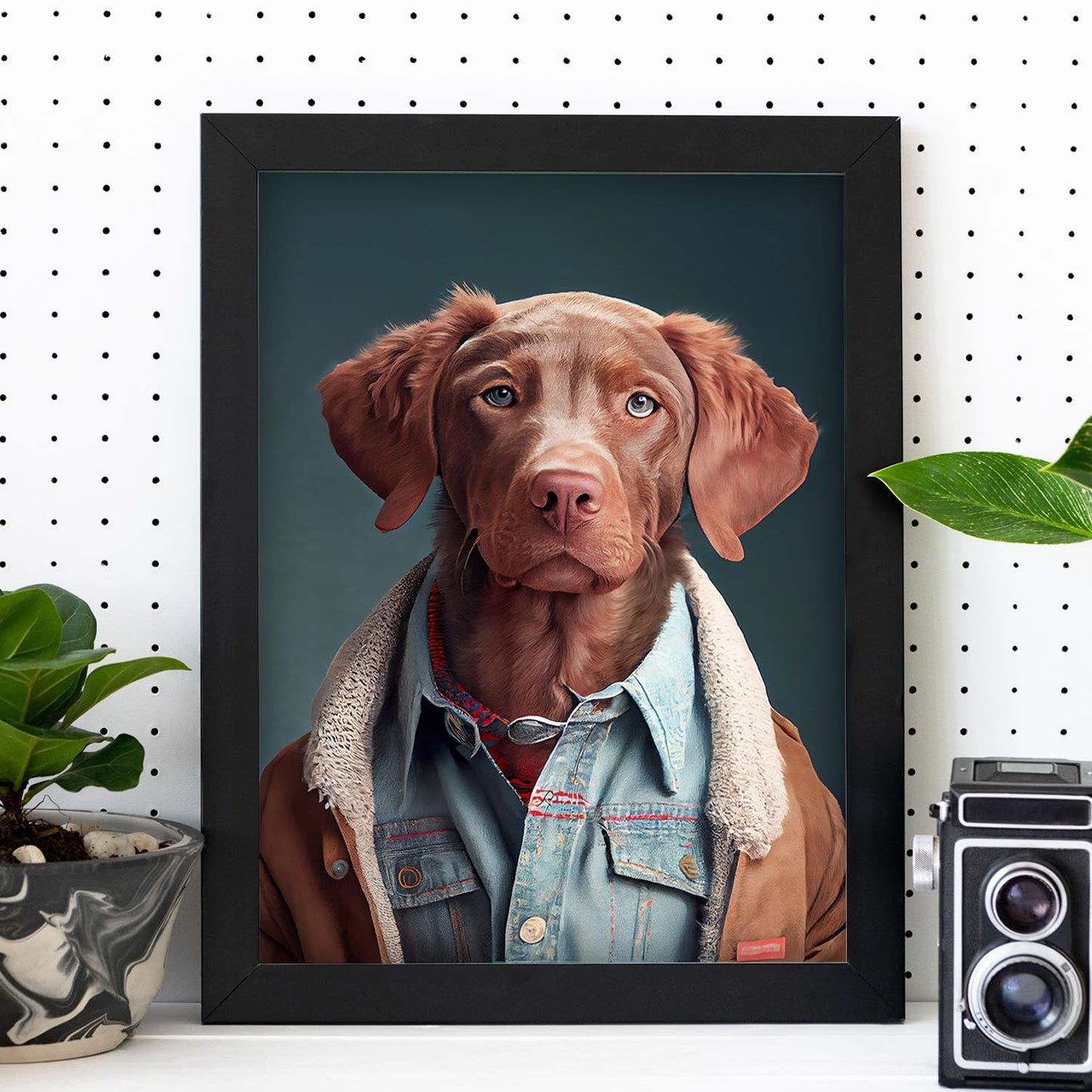 Nacnic, un perro tipo Chesapeake Bay Retriever, vestido con. Estampados de arte de pared estético para el diseño de dormitorio o sala de estar.-Artwork-Nacnic-Nacnic Estudio SL
