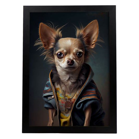 Nacnic un perro tipo chihuahua vestido con ropa humana t. Estampados de arte de pared estético para el diseño de dormitorio o sala de estar.-Artwork-Nacnic-A4-Sin marco-Nacnic Estudio SL