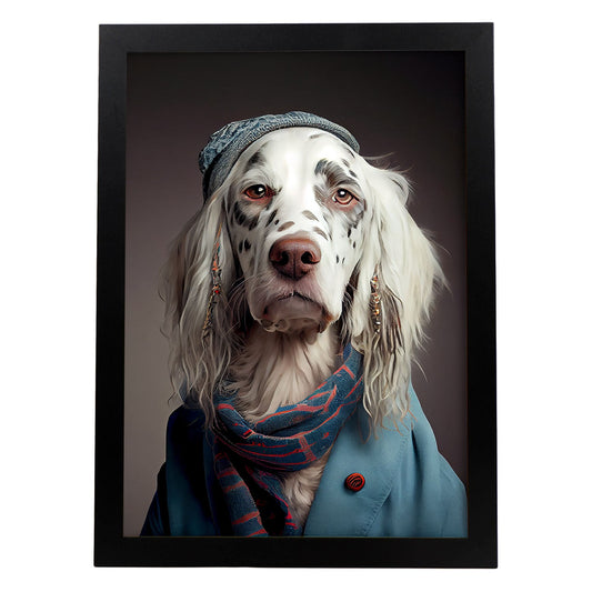 Nacnic Un perro Tipo de perro English Setter vestido con coágulo humano. Estampados de arte de pared estético para el diseño de dormitorio o sala de estar.-Artwork-Nacnic-A4-Sin marco-Nacnic Estudio SL