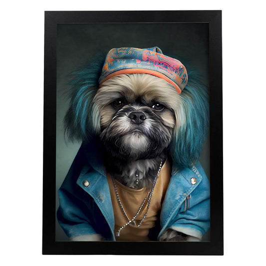 Nacnic Un perro tipo Lhasa Apso vestido con ropa humana. Estampados de arte de pared estético para el diseño de dormitorio o sala de estar.-Artwork-Nacnic-A4-Sin marco-Nacnic Estudio SL