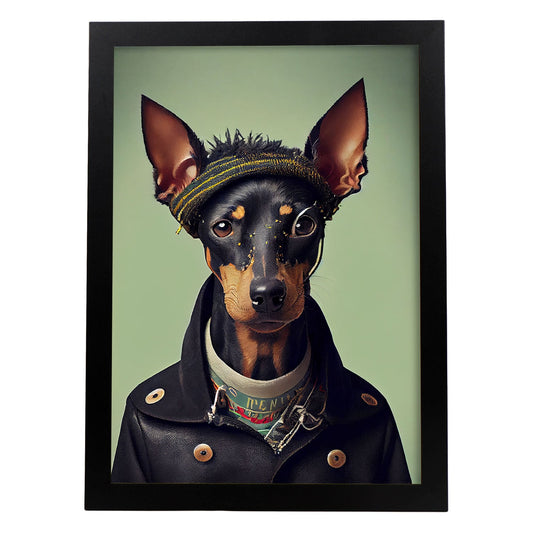 Nacnic Un perro tipo Manchester Terrier disfrazado de humanos. Estampados de arte de pared estético para el diseño de dormitorio o sala de estar.-Artwork-Nacnic-A4-Sin marco-Nacnic Estudio SL