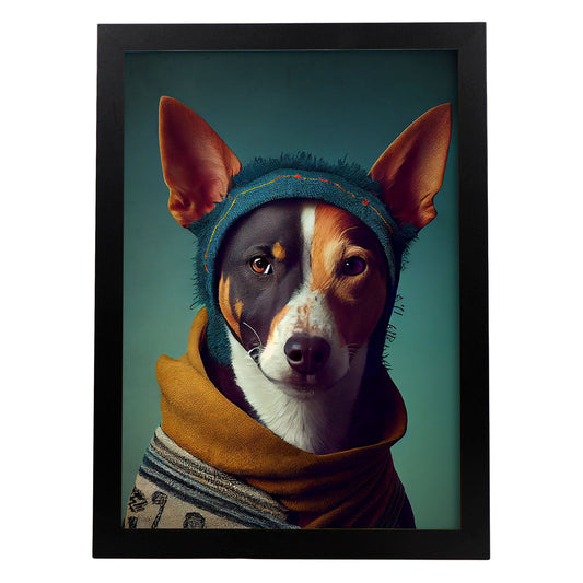Nacnic Un perro tipo perro Canaan vestido con ropa humana. Estampados de arte de pared estético para el diseño de dormitorio o sala de estar.-Artwork-Nacnic-A4-Sin marco-Nacnic Estudio SL