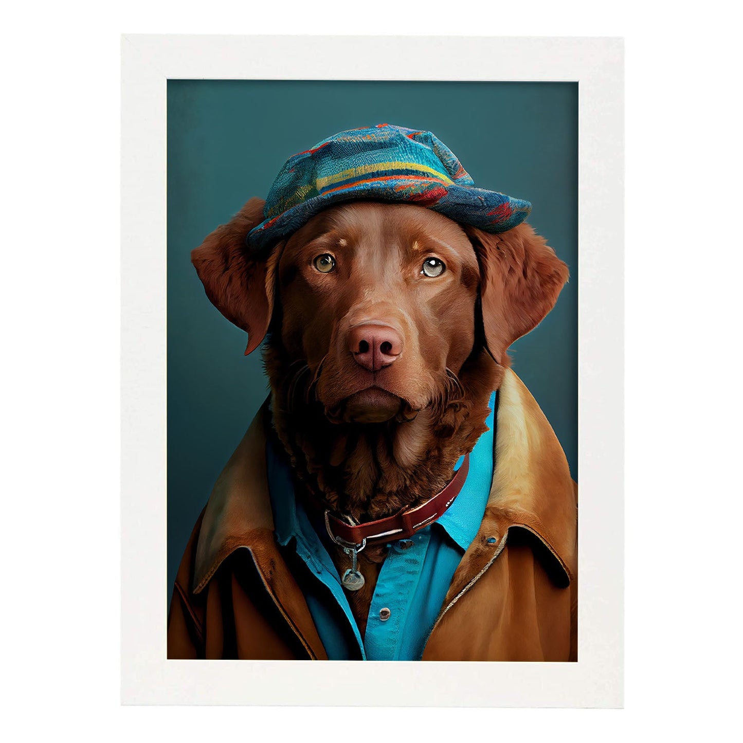 Nacnic un perro tipo perro Chesapeake Bay Retriever vestido 2. estampados de arte estético de pared para el diseño de dormitorio o sala de estar.-Artwork-Nacnic-A4-Marco Blanco-Nacnic Estudio SL