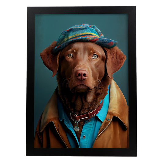 Nacnic un perro tipo perro Chesapeake Bay Retriever vestido 2. estampados de arte estético de pared para el diseño de dormitorio o sala de estar.-Artwork-Nacnic-A4-Sin marco-Nacnic Estudio SL