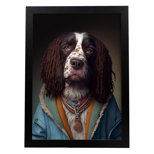 Nacnic un perro tipo springer inglés spaniel vestido con. Estampados de arte de pared estético para el diseño de dormitorio o sala de estar.-Artwork-Nacnic-A4-Sin marco-Nacnic Estudio SL