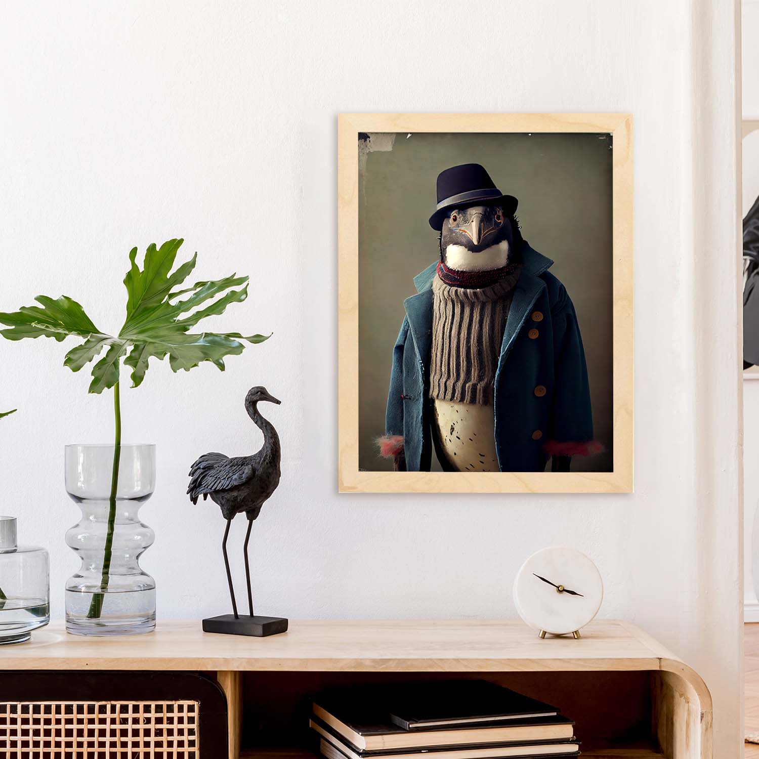 Nacnic Un pingüino vestido con ropa humana pequeña. Estampados de arte de pared estético para el diseño de dormitorio o sala de estar.-Artwork-Nacnic-Nacnic Estudio SL