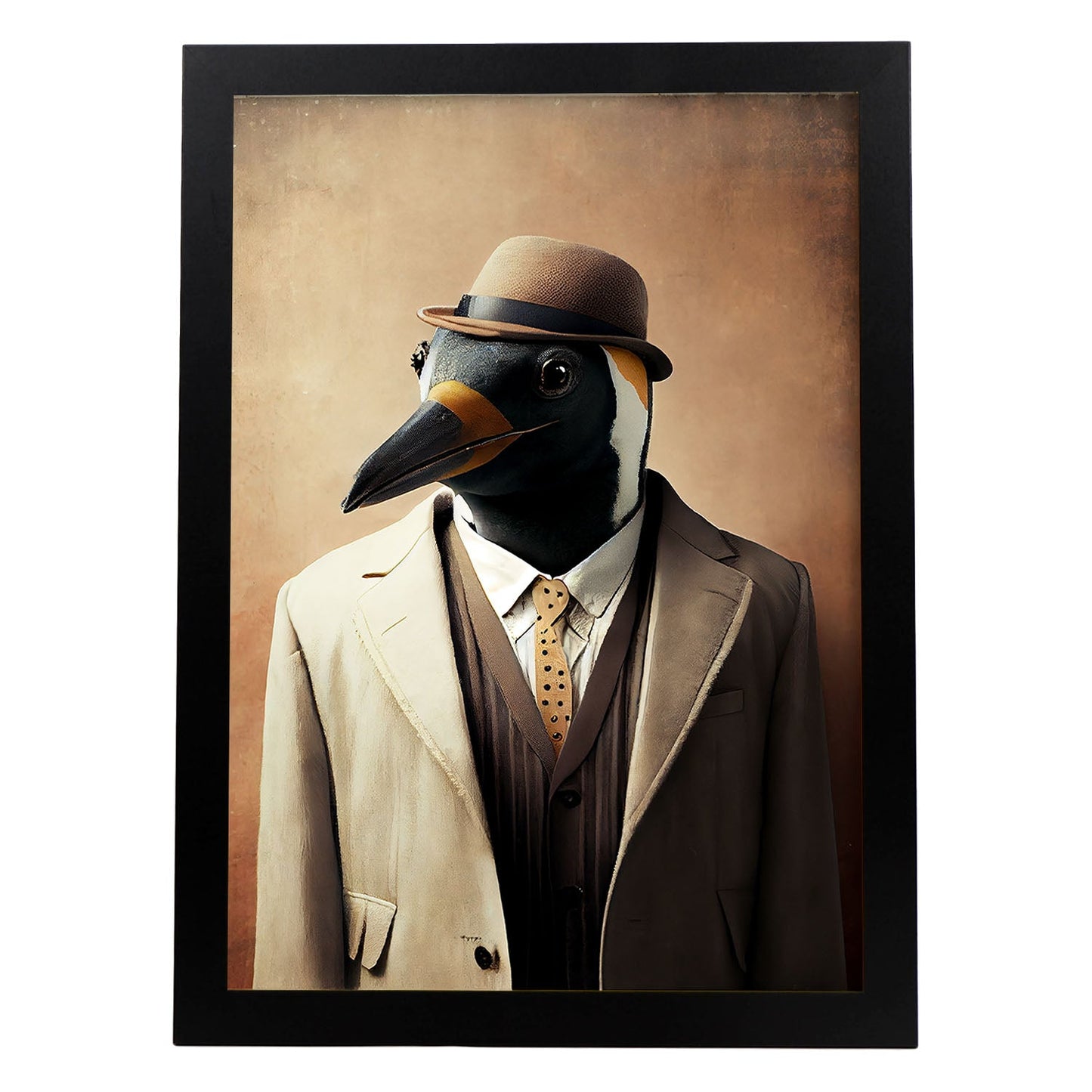 Nacnic Un pingüino vestido con ropa humana pequeña. Estampados de arte de pared estético para el diseño de dormitorio o sala de estar.-Artwork-Nacnic-A4-Sin marco-Nacnic Estudio SL