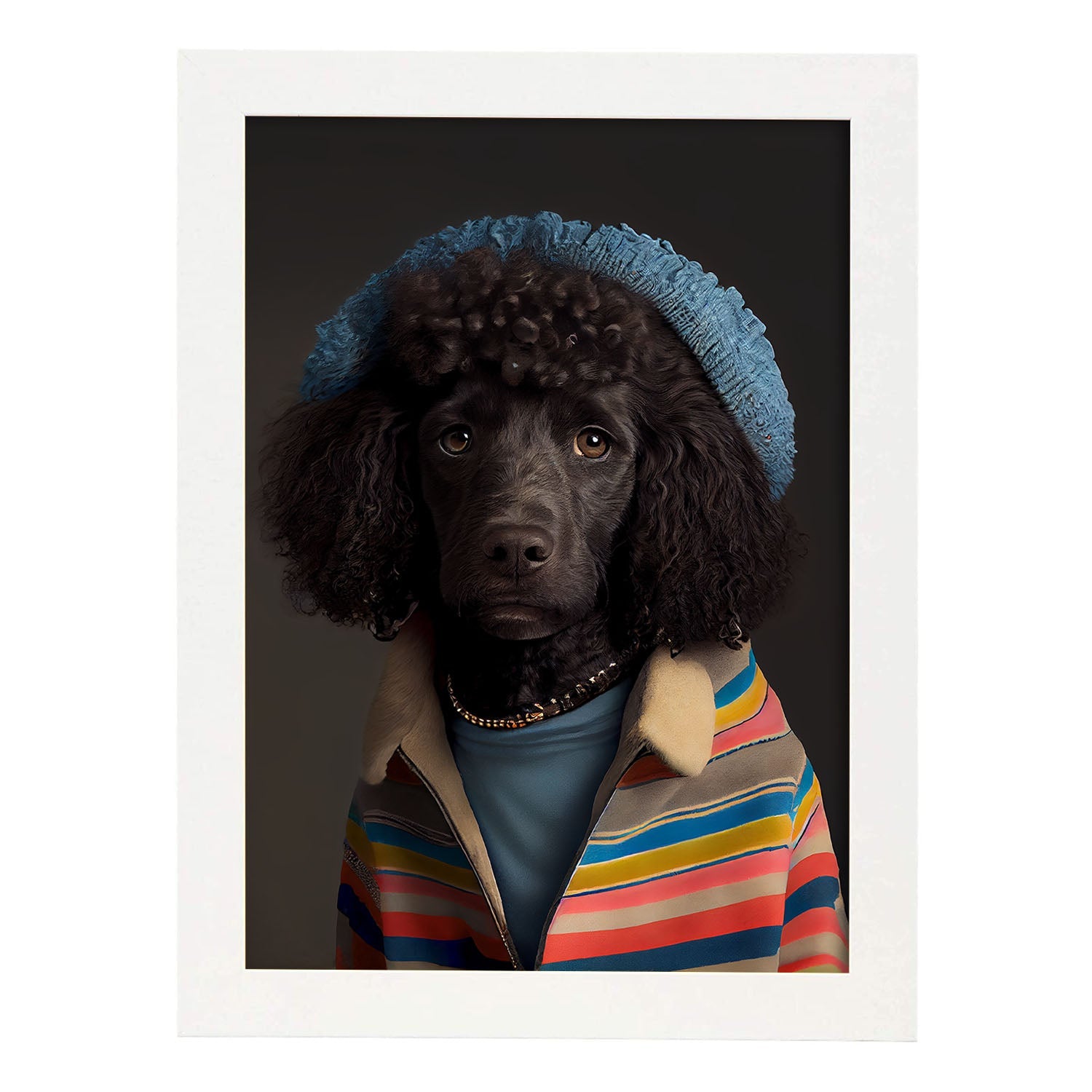 Nacnic un tipo de perro rizado. Estampados de arte de pared estético para el diseño de dormitorio o sala de estar.-Artwork-Nacnic-A4-Marco Blanco-Nacnic Estudio SL