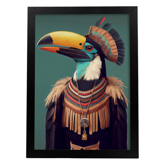 Nacnic un tucan vestido con accesorios de ropa humana t. Estampados de arte de pared estético para el diseño de dormitorio o sala de estar.-Artwork-Nacnic-A4-Sin marco-Nacnic Estudio SL