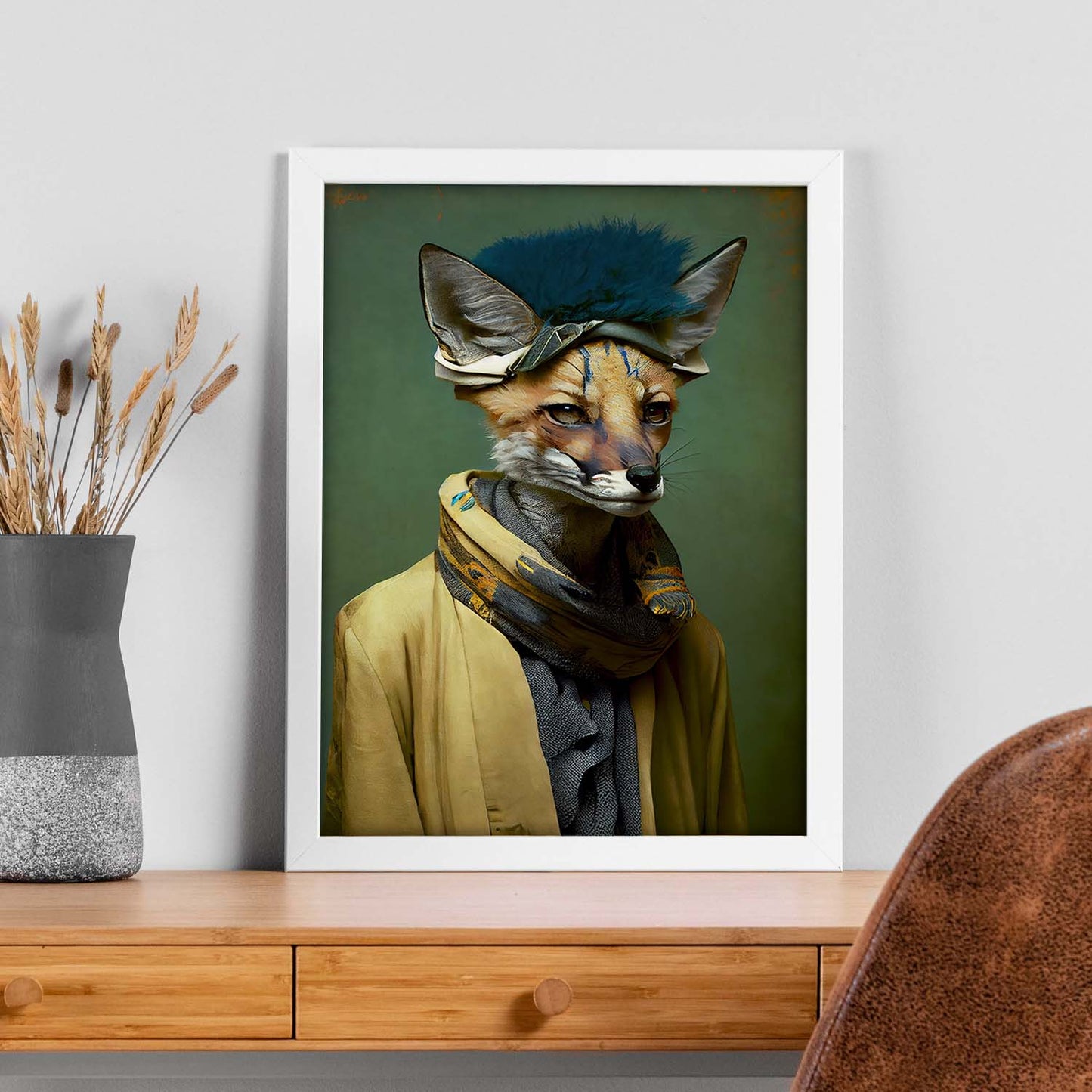 Nacnic, un zorro vestido con ropa humana, pequeña sonrisa. Estampados de arte de pared estético para el diseño de dormitorio o sala de estar.-Artwork-Nacnic-Nacnic Estudio SL