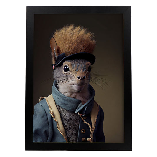 Nacnic Una ardilla vestida con ropa humana pequeña sonrisa. Estampados de arte de pared estético para el diseño de dormitorio o sala de estar.-Artwork-Nacnic-A4-Sin marco-Nacnic Estudio SL