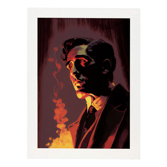 Nacnic una escena de la película de The Godfather Part II Pixar Styl. Estampados de arte de pared estético para el diseño de dormitorio o sala de estar.-Artwork-Nacnic-A4-Marco Blanco-Nacnic Estudio SL