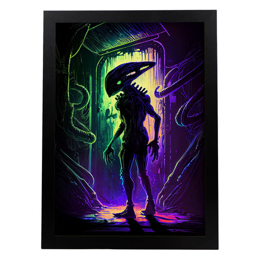 Nacnic una escena de película de la figura dinámica de estilo alienígena Pixar. Estampados de arte de pared estético para el diseño de dormitorio o sala de estar.-Artwork-Nacnic-A4-Sin marco-Nacnic Estudio SL