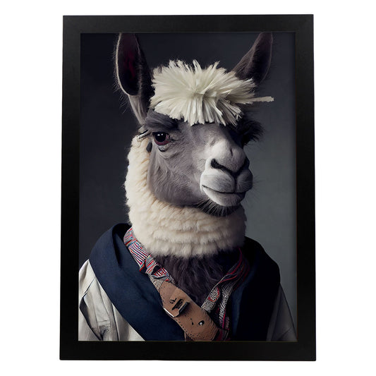 Nacnic una llama vestida con ropa humana pequeña sonrisa. Estampados de arte de pared estético para el diseño de dormitorio o sala de estar.-Artwork-Nacnic-A4-Sin marco-Nacnic Estudio SL
