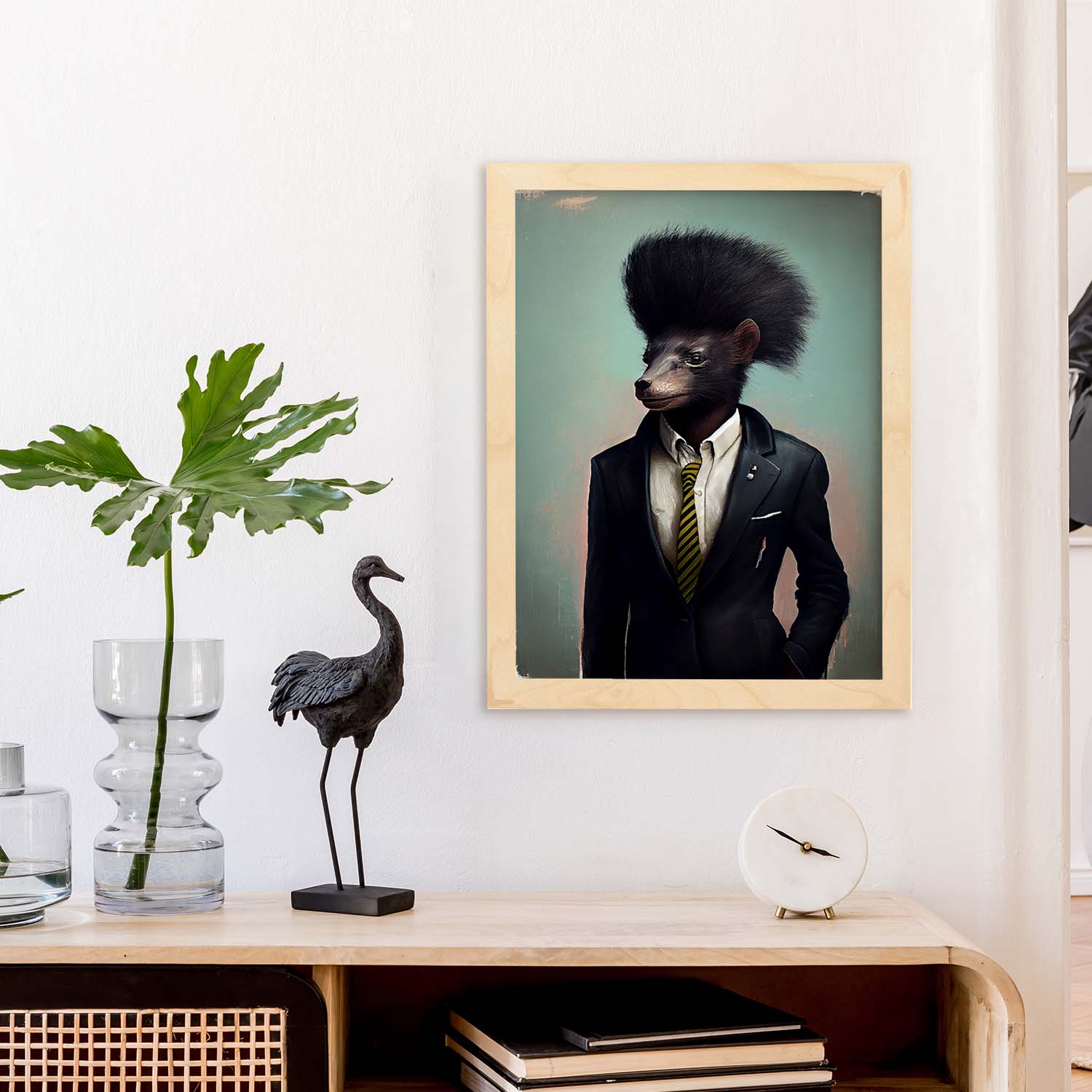 Nacnic una mofeta vestida con ropa humana. Estampados de arte de pared estético para el diseño de dormitorio o sala de estar.-Artwork-Nacnic-Nacnic Estudio SL