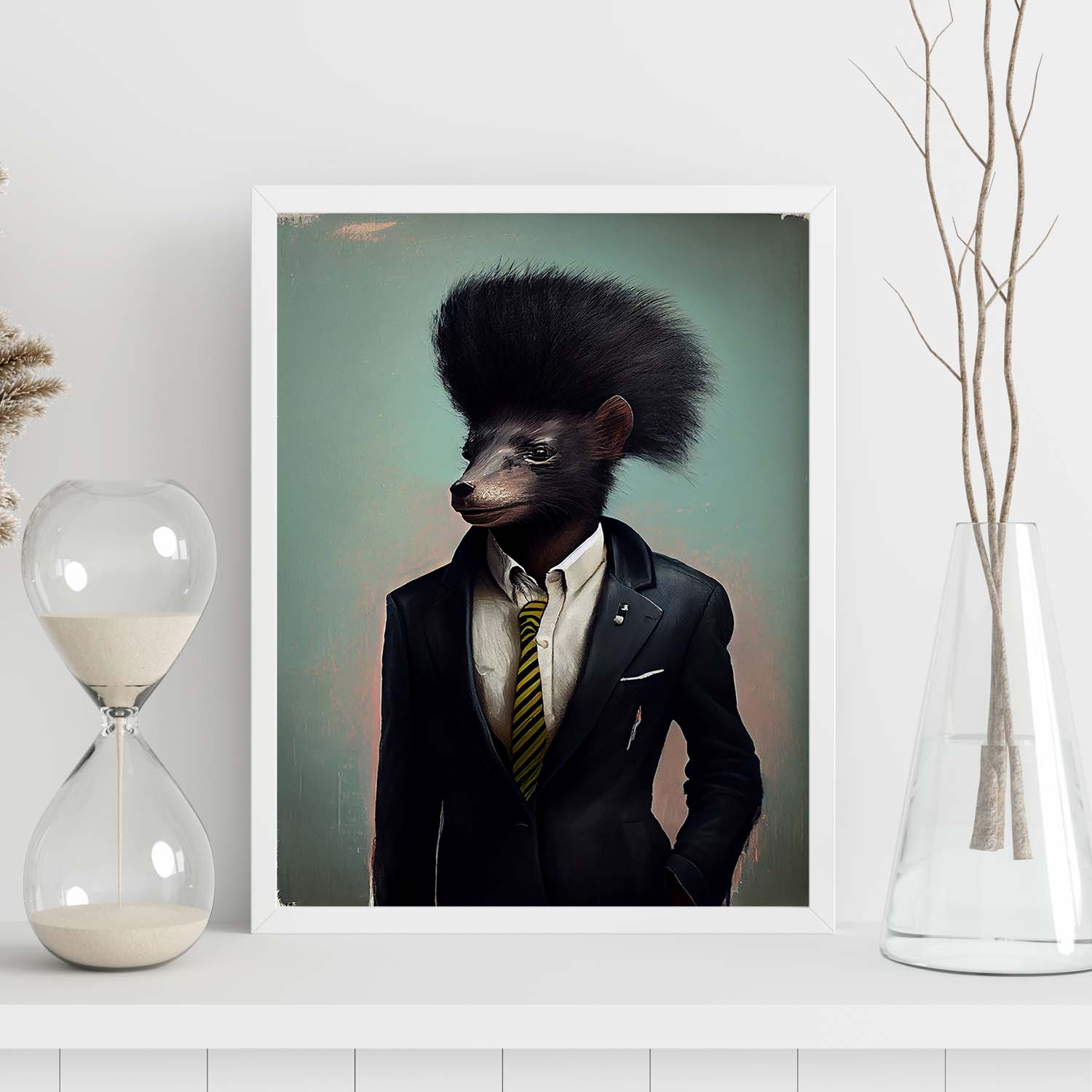 Nacnic una mofeta vestida con ropa humana. Estampados de arte de pared estético para el diseño de dormitorio o sala de estar.-Artwork-Nacnic-Nacnic Estudio SL