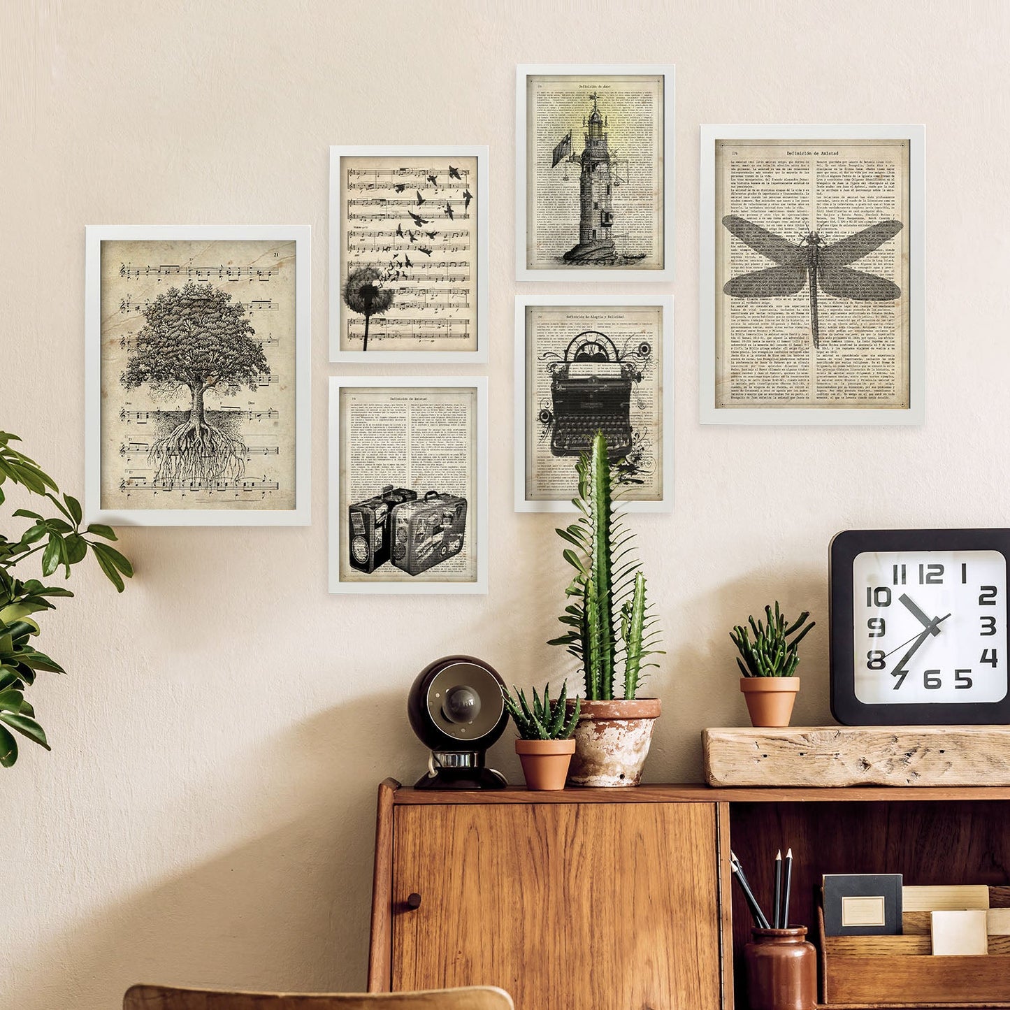 Nacnic vintage blanco y negro. Aesthetic Wall Art Prints for Bedroom or Living Room Design.