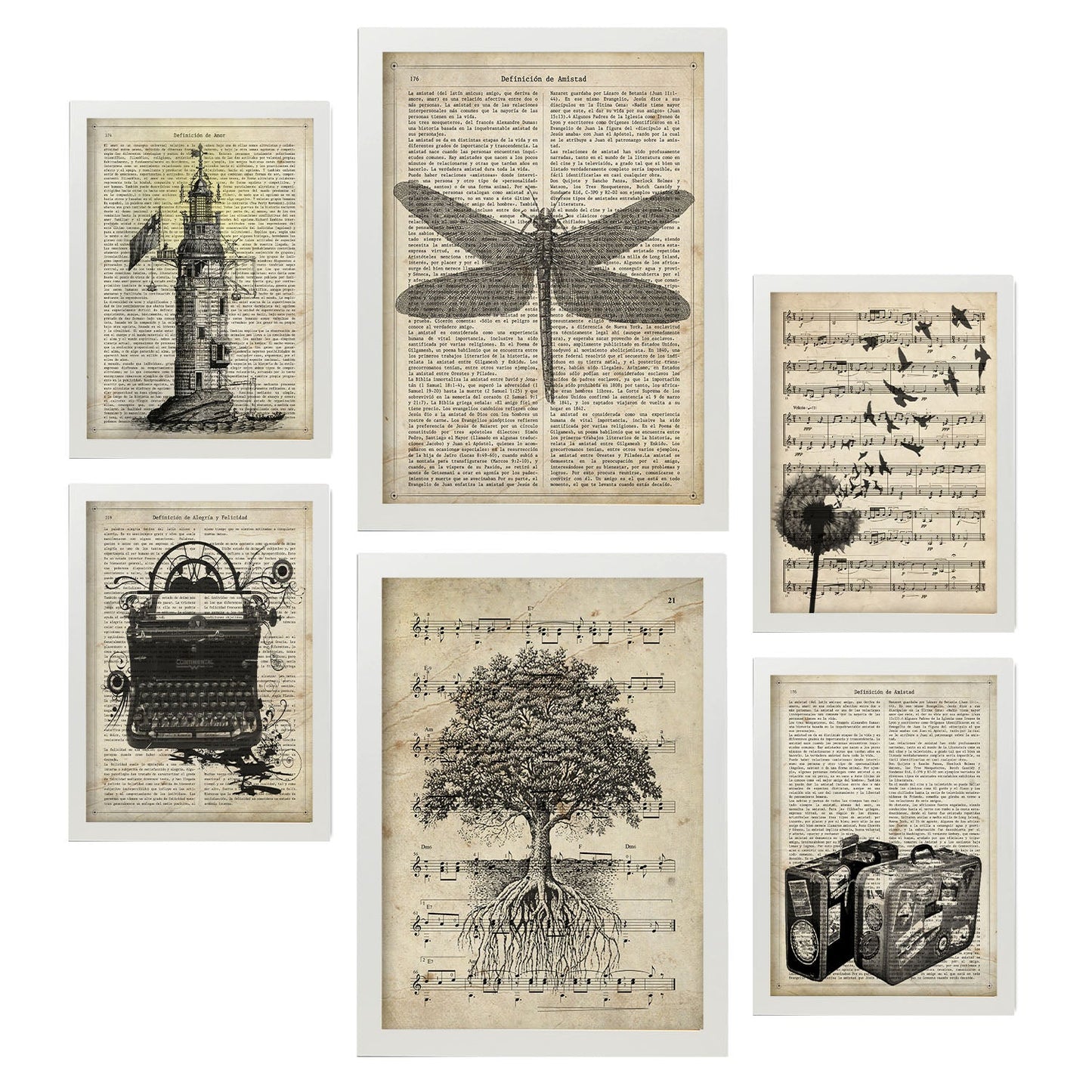 Nacnic vintage blanco y negro. Aesthetic Wall Art Prints for Bedroom or Living Room Design.