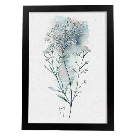 Lámina Nacnic de Acuarela Minimalista de Baby's Breath_3 para Dormitorio