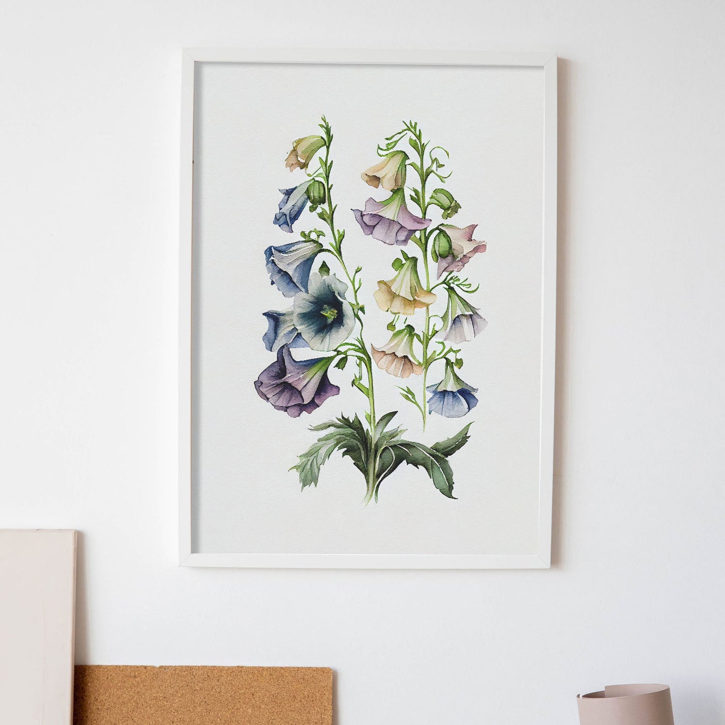 Nacnic watercolor minmal Canterbury Bells_2. Aesthetic Wall Art Prints for Bedroom or Living Room Design.-Artwork-Nacnic-A4-Sin Marco-Nacnic Estudio SL