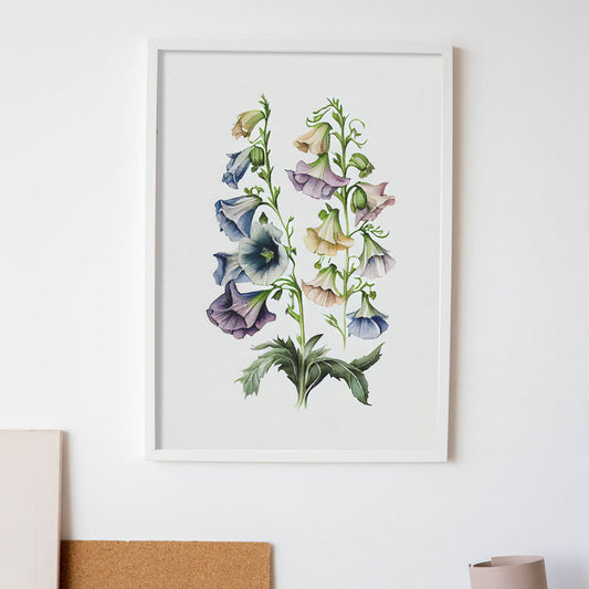 Nacnic watercolor minmal Canterbury Bells_2. Aesthetic Wall Art Prints for Bedroom or Living Room Design.-Artwork-Nacnic-A4-Sin Marco-Nacnic Estudio SL