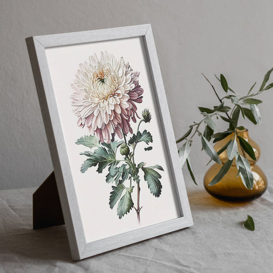 Nacnic watercolor minmal Chrysanthemum_2. Aesthetic Wall Art Prints for Bedroom or Living Room Design.-Artwork-Nacnic-A4-Sin Marco-Nacnic Estudio SL