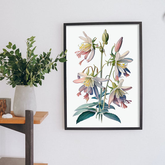 Nacnic watercolor minmal Columbine_2. Aesthetic Wall Art Prints for Bedroom or Living Room Design.-Artwork-Nacnic-A4-Sin Marco-Nacnic Estudio SL