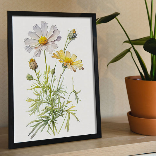 Nacnic watercolor minmal Coreopsis. Aesthetic Wall Art Prints for Bedroom or Living Room Design.-Artwork-Nacnic-A4-Sin Marco-Nacnic Estudio SL