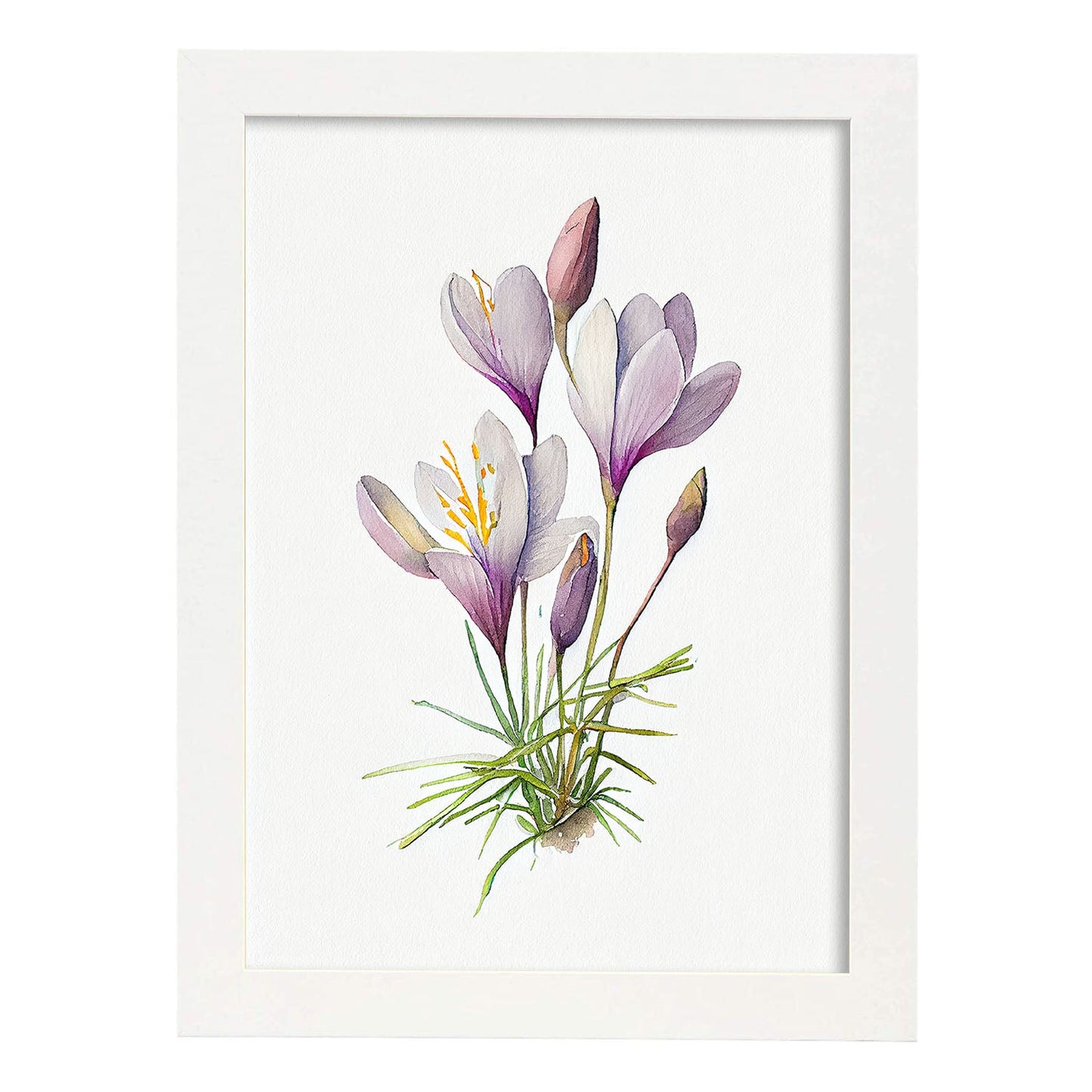 Nacnic watercolor minmal Crocus. Aesthetic Wall Art Prints for Bedroom or Living Room Design.-Artwork-Nacnic-A4-Marco Blanco-Nacnic Estudio SL