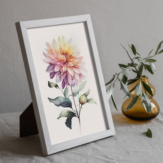 Nacnic watercolor minmal Dahlia_1. Aesthetic Wall Art Prints for Bedroom or Living Room Design.-Artwork-Nacnic-A4-Sin Marco-Nacnic Estudio SL