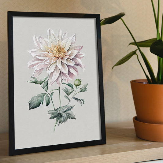 Nacnic watercolor minmal Dahlia_2. Aesthetic Wall Art Prints for Bedroom or Living Room Design.-Artwork-Nacnic-A4-Sin Marco-Nacnic Estudio SL