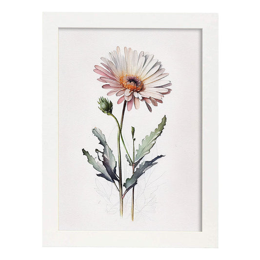 Nacnic watercolor minmal Daisy. Aesthetic Wall Art Prints for Bedroom or Living Room Design.-Artwork-Nacnic-A4-Marco Blanco-Nacnic Estudio SL